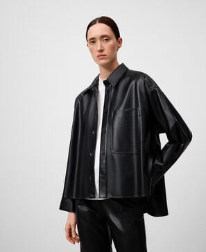 Leather-Non-Leather overshirt woman