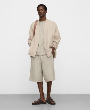 Raffia texture oversize bermuda shorts