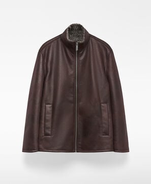 Leder-Nicht-Leder Oversize-Jacke f&uuml;r Herren