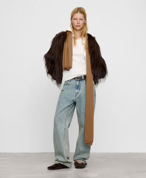 Long-haired faux fur coat