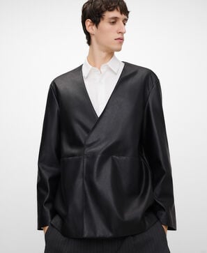 Leather-Non-Leather kimono jacket