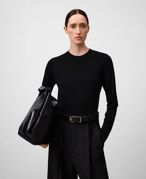 Jersey cuello caja lana merino mujer