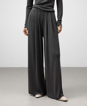 Metallic knit wide-leg trousers woman