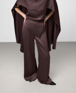 Pantalón satinado pierna ancha mujer