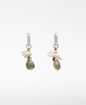 Boucles d&rsquo;oreilles mobiles en perles et c&eacute;ramique