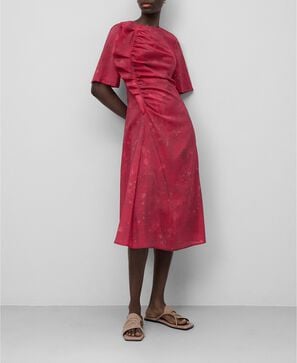 Printed dress with ruffle woman