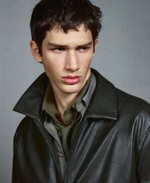 Leather-Non-Leather regular fit jacket