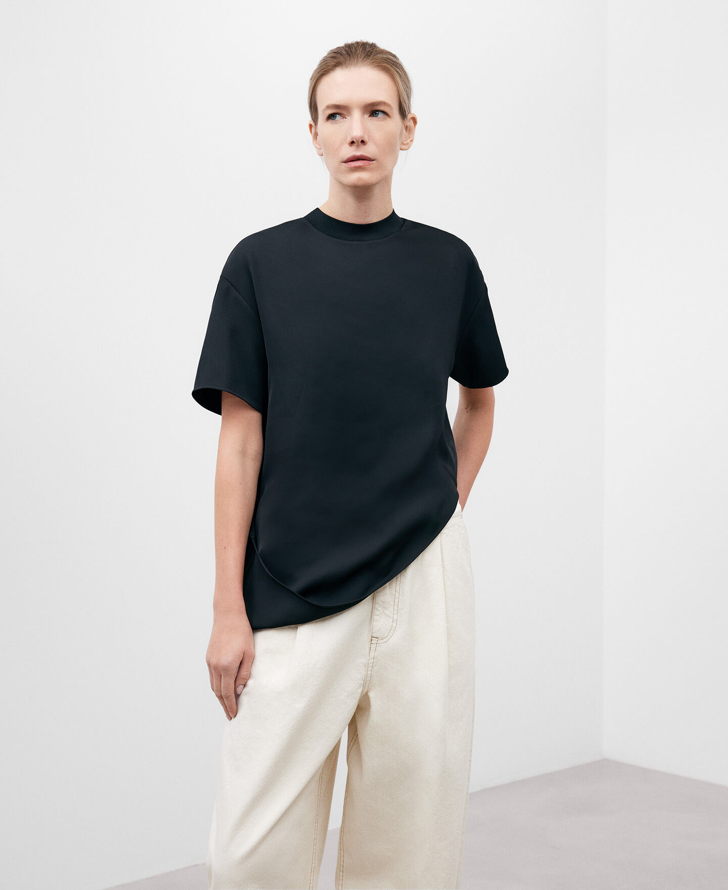 T shirt asym trique noir femme