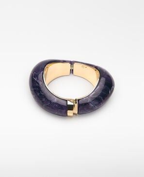 Resin and metal rigid bracelet woman