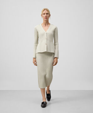 Ribbed straight skirt woman