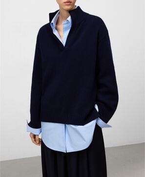 Merino wool funnel neck sweater