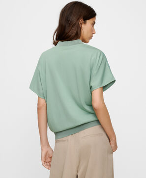Double-fabric V-neck T-shirt