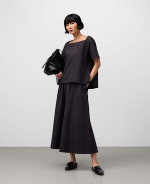 Pantalón cropped tejido rayas mujer