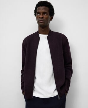 Bomber neck knit cardigan man
