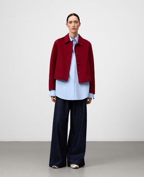 Lapel collar short jacket woman