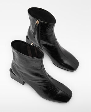Leather block-heel ankle boot