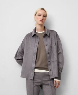 Faux suede overshirt woman