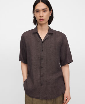 European linen bowling collar shirt