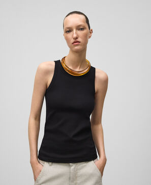 Cotton ribbed tank top woman