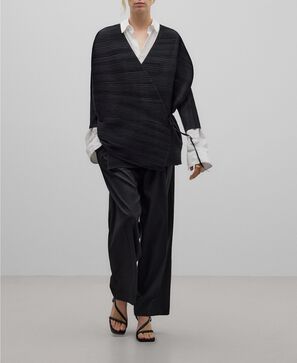 Kimono crinkle negro mujer