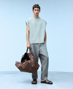 Cal&ccedil;as de trabalho em linho europeu