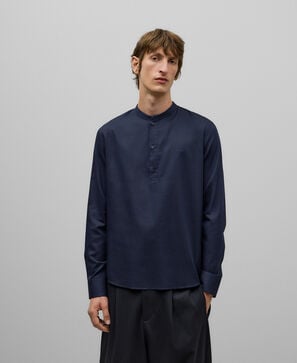 Cotton henley collar shirt man