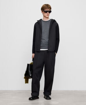 Jacke mit Kapuze aus Nylon und Strick