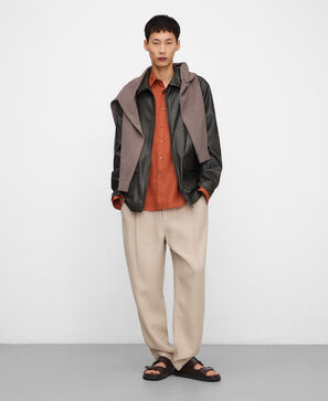 Linen regular fit spread collar shirt