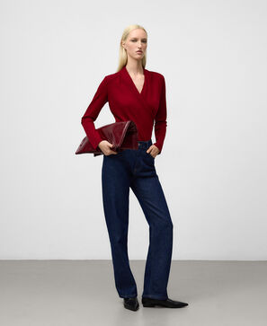 Merino wool wrap T-shirt woman