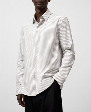 Spread collar striped shirt
