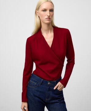 Merino wool wrap T-shirt woman