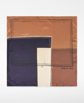 Map-printed square scarf woman