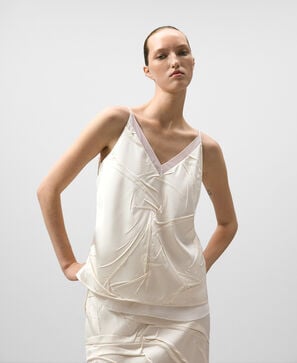 Top combinado efecto arrugado mujer