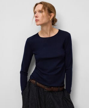 Merino wool crew collar T-shirt woman