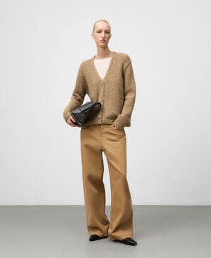 Knit V-neck cardigan woman