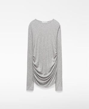 Long sleeve gathered T-shirt