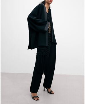 Satin border trims kimono