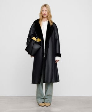 Leather-Non-Leather double-faced coat