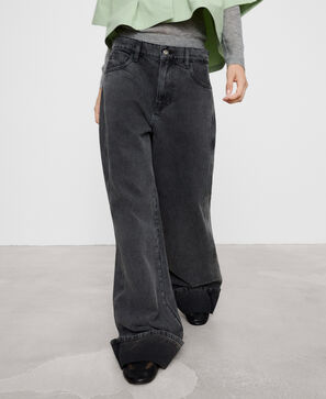 Straight washed denim trousers