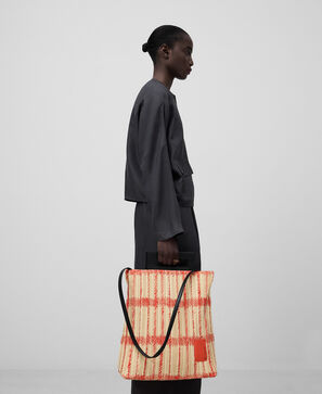 Mala shopper média em crinkle bicolor para mulher