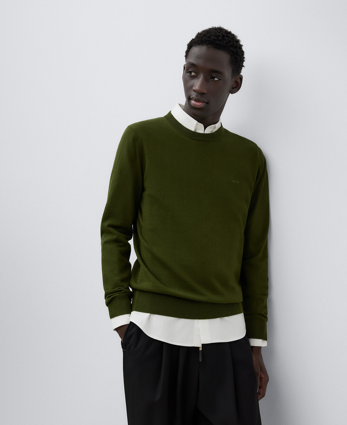 Crew neck sweater hotsell and collared shirt