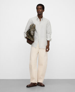 Cotton denim barrel fit trousers
