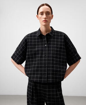 Camisa corta cuadros mujer
