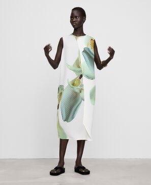 Printed crinkle midi dress