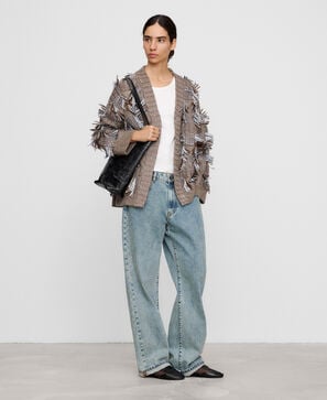 C&aacute;rdigan oversize jacquard flecos