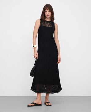 Vestido largo punto desagujado cupro