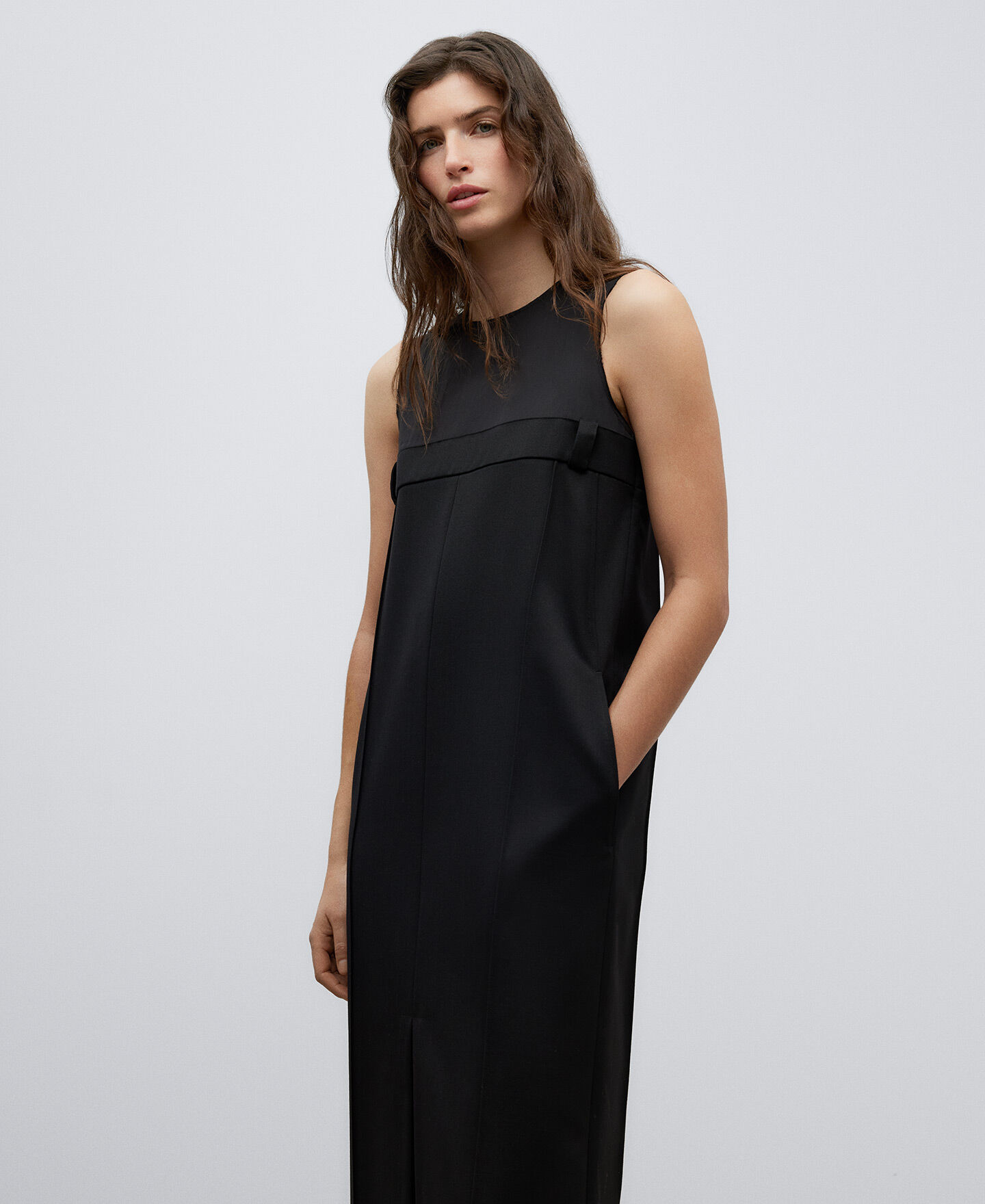 Vestido largo hotsell negro de algodon