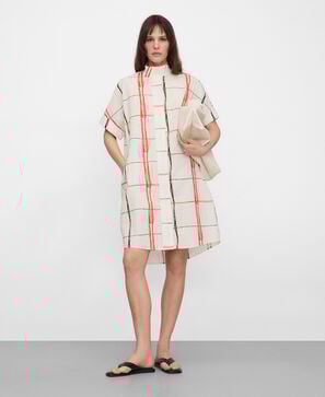 Irregular check seersucker dress