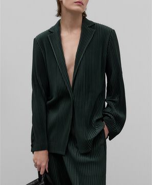 Blazer crinkle verde botella mujer