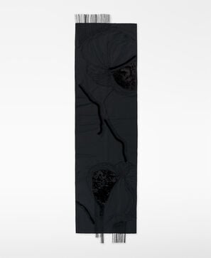 Embroidered cocktail shawl with fringe